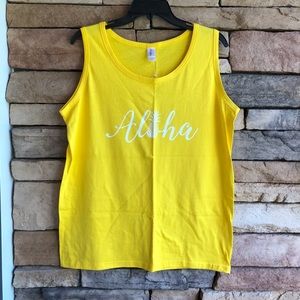 Aloha yellow tank top New Large